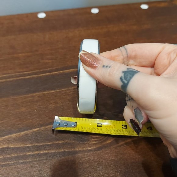 Vintage 80's Style Mixed Media Bangle - Silver - Picture 6 of 6